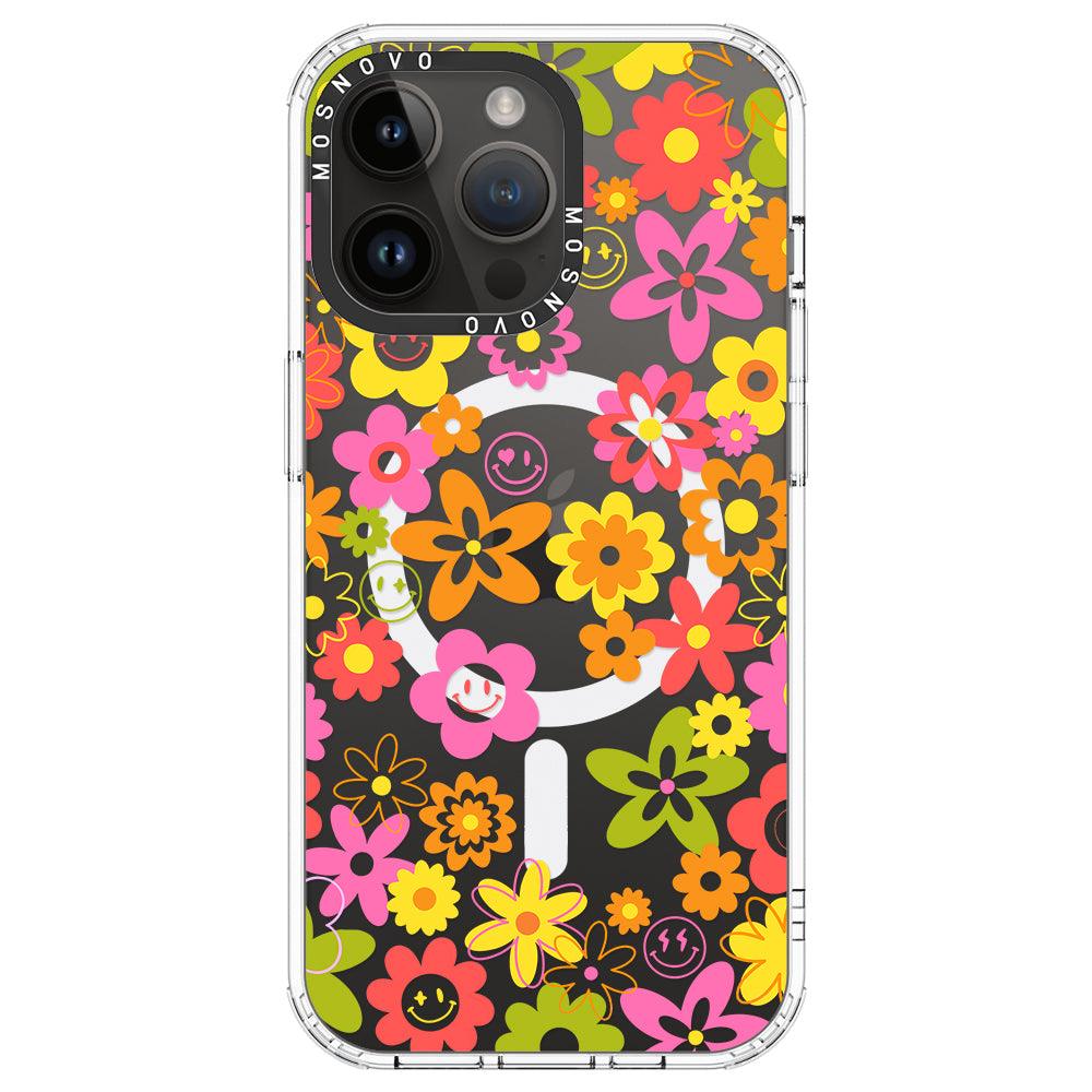 70's Groovy Floral Phone Case - iPhone 14 Pro Max Case - MOSNOVO