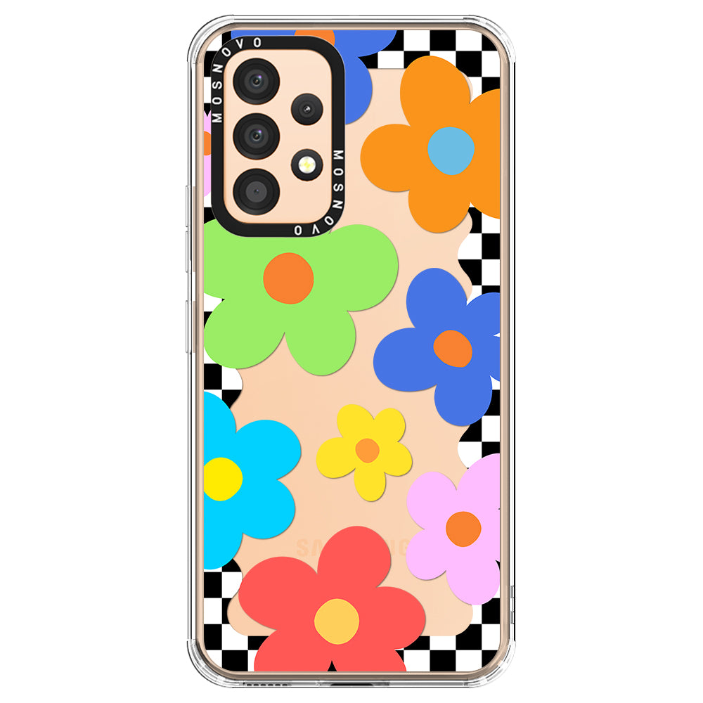 60's Checkered Floral Phone Case - Samsung Galaxy A53 Case