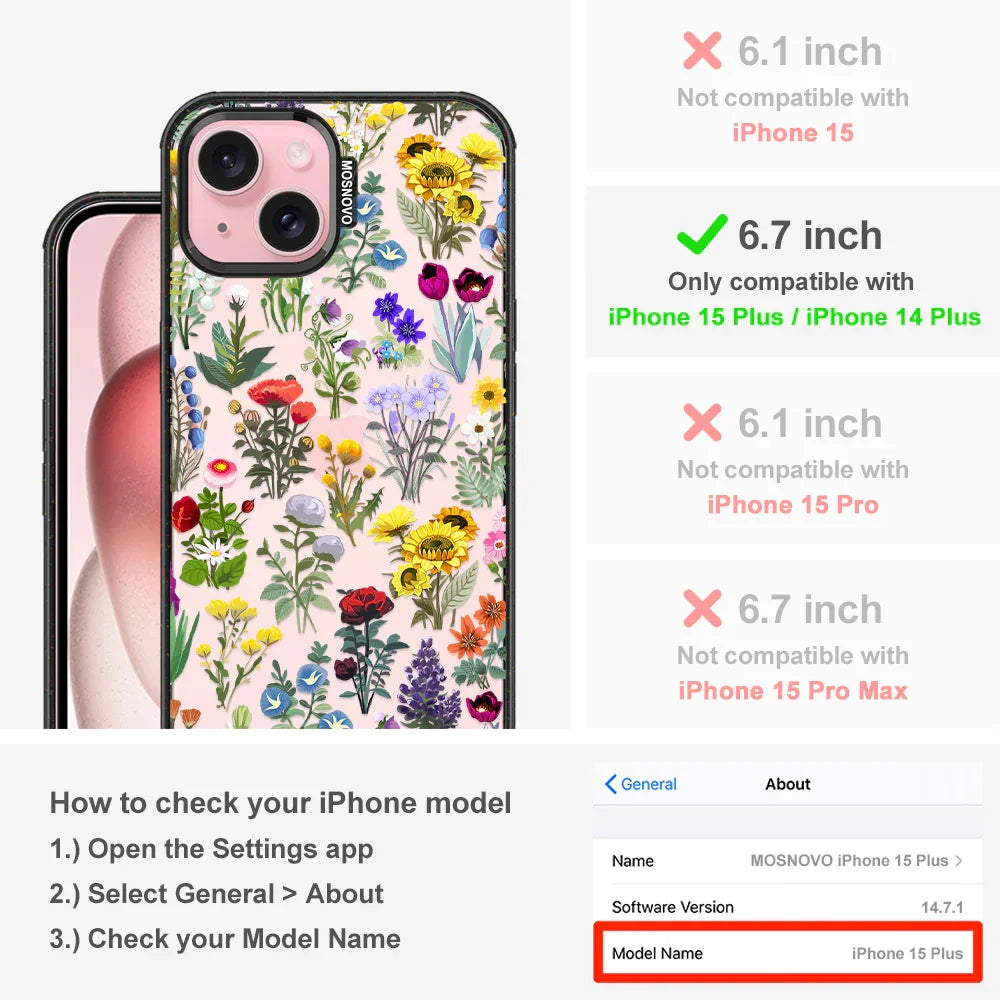 Wildflowers Phone Case - iPhone 15 Plus Case Clear Black ShockStone