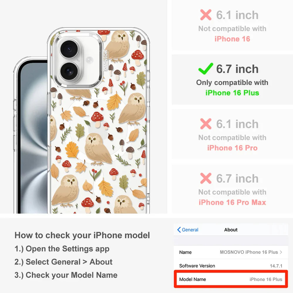 Autumn Owl Phone Case - iPhone 16 Plus Case Clear With MagSafe