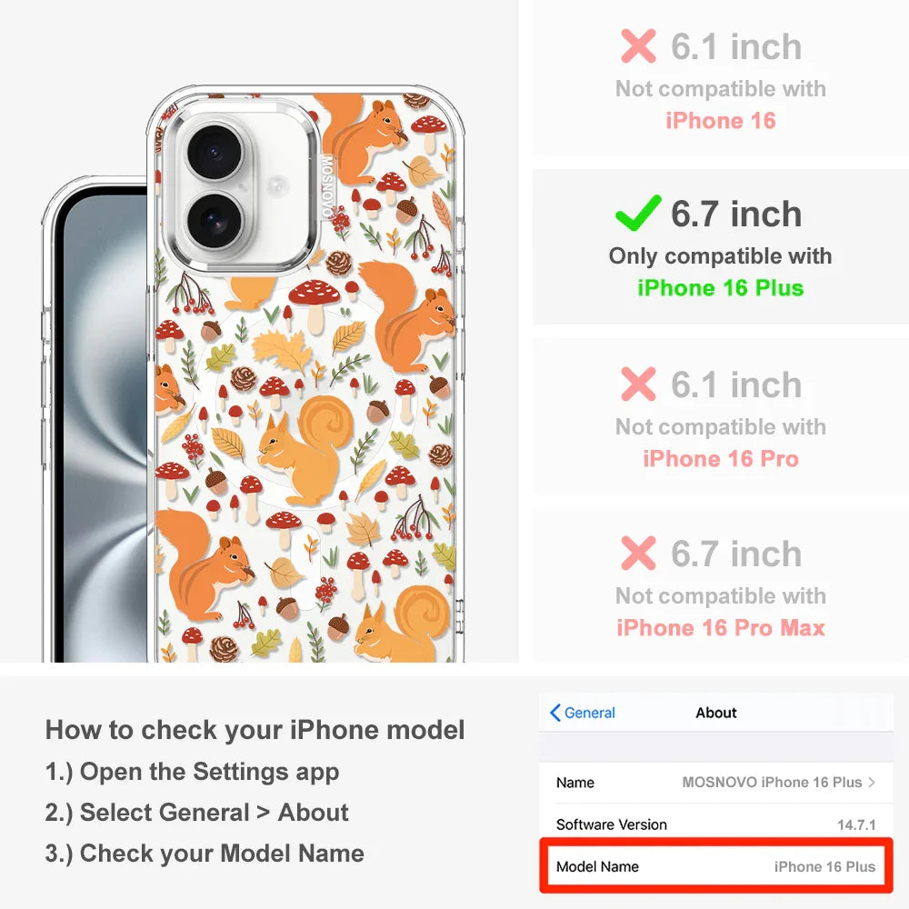 Autumn Squirrel Phone Case - iPhone 16 Plus Case Clear With MagSafe