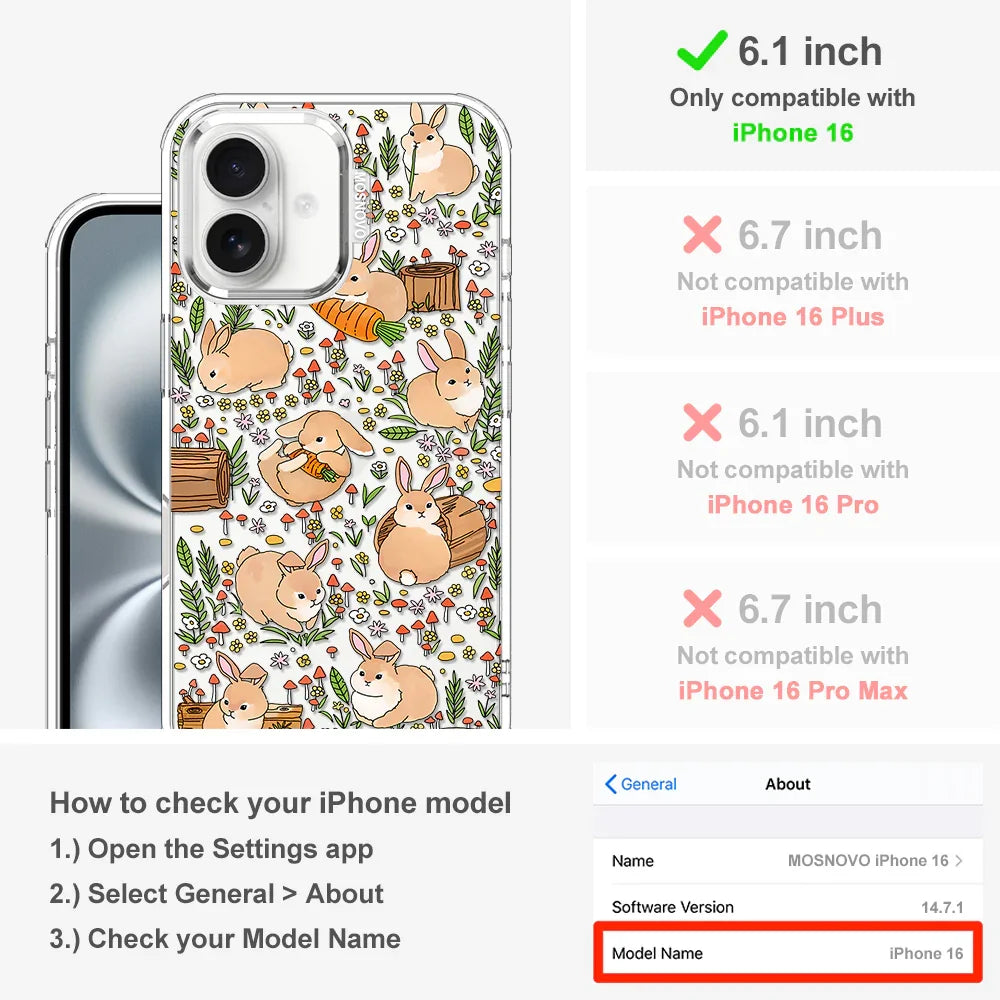 Cute Bunny Garden Phone Case - iPhone 16 Case Clear