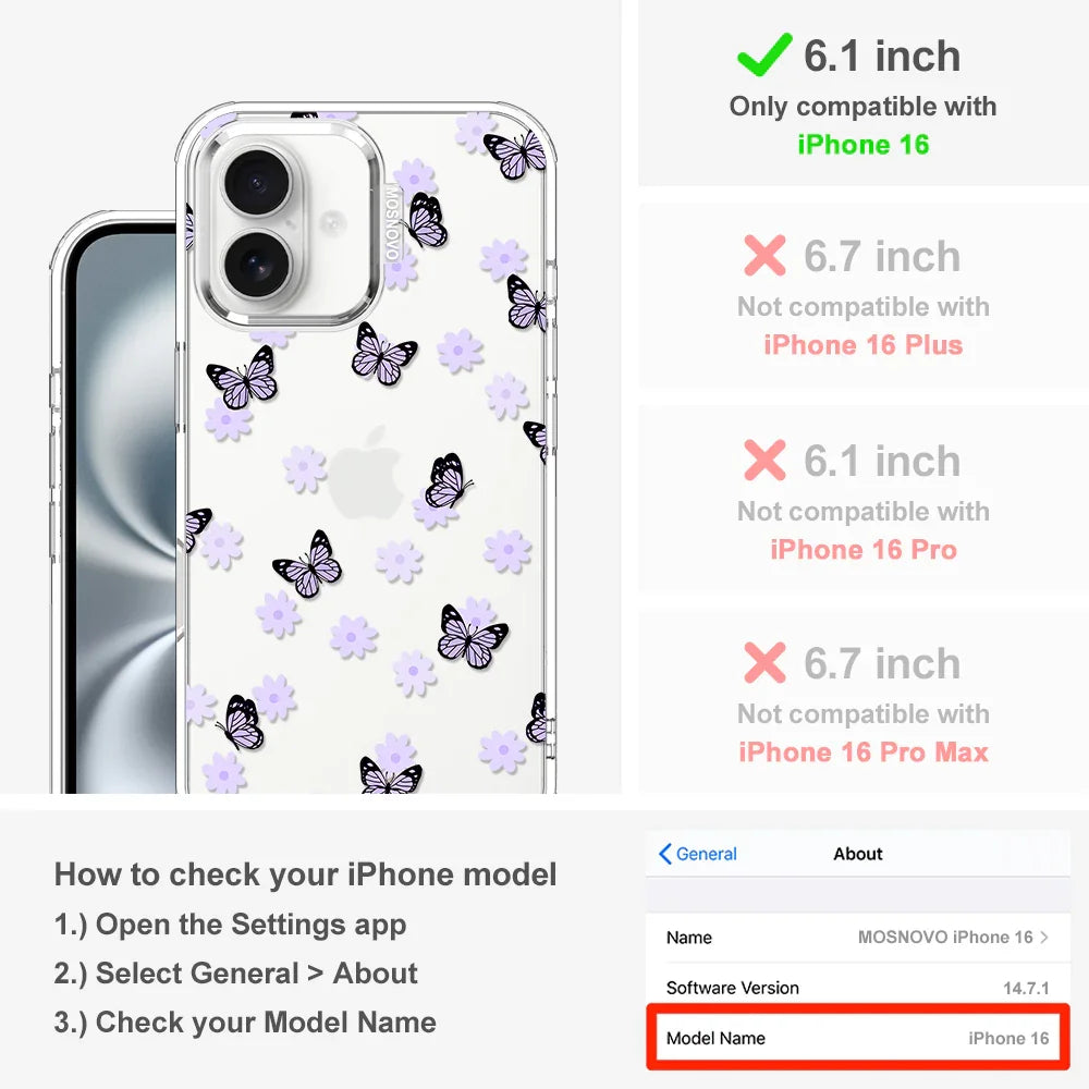 Lilac Butterfly Phone Case - iPhone 16 Case Clear