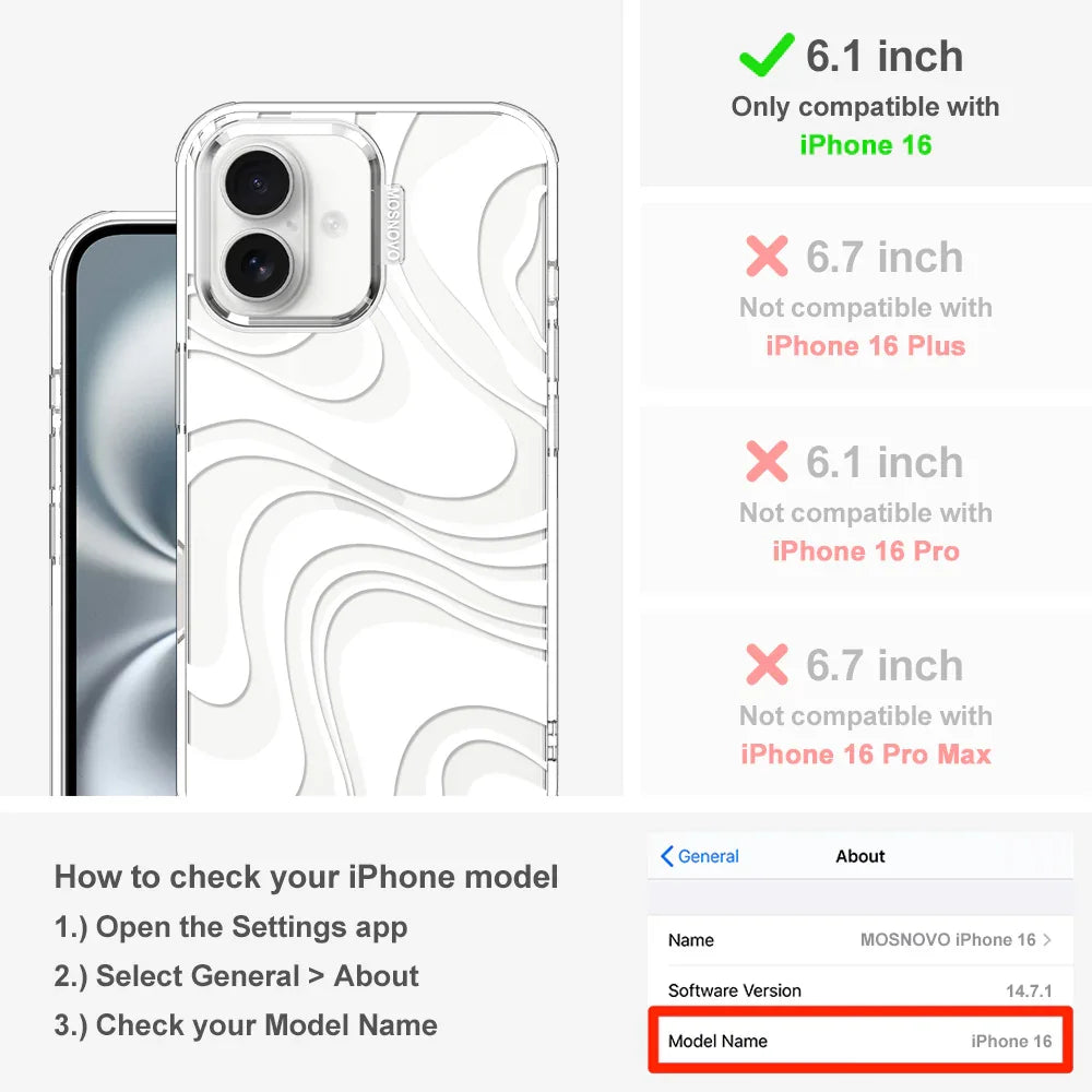 White Swirl Phone Case - iPhone 16 Case Clear