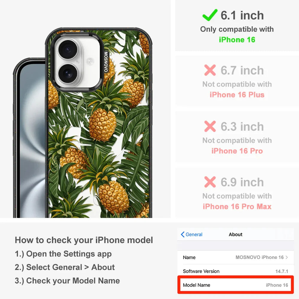 Pineapples Phone Case - iPhone 16 Case Clear Black ShockStone With MagSafe