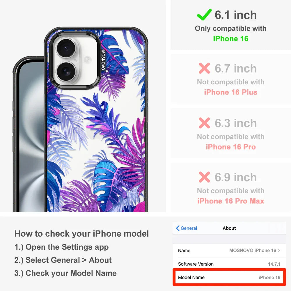 Fancy Palm Leaf Phone Case - iPhone 16 Case Clear Black ShockStone