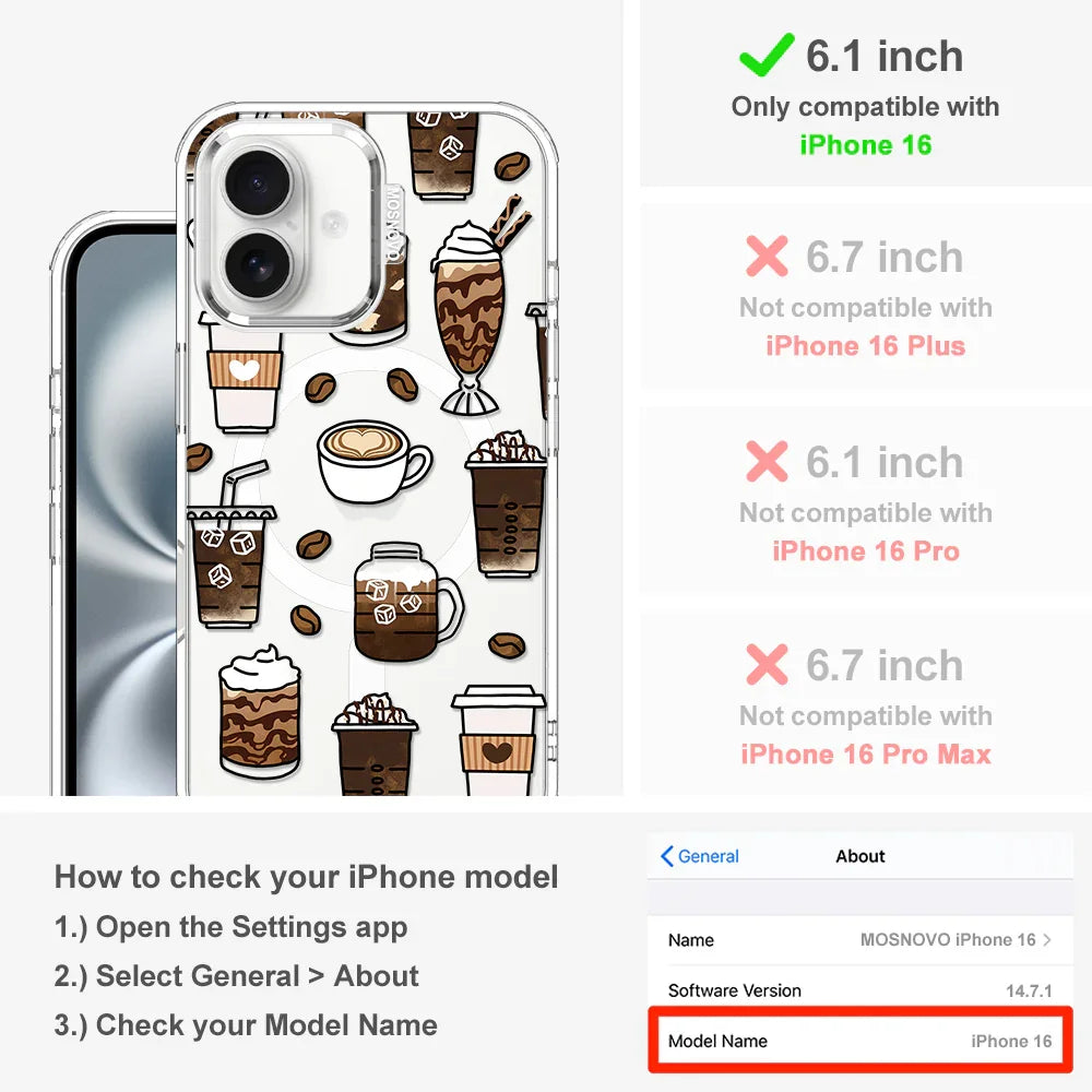 Coffee Phone Case - iPhone 16 Case Clear With MagSafe