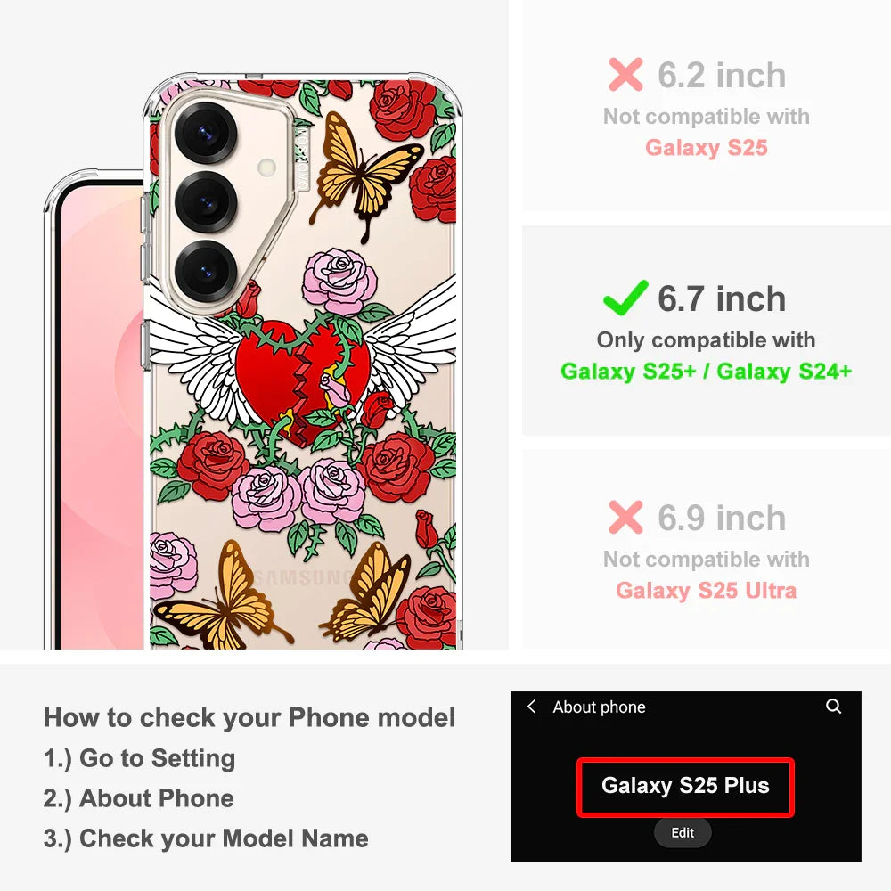 Wing Heart Phone Case - Samsung Galaxy S24 Plus Case Clear