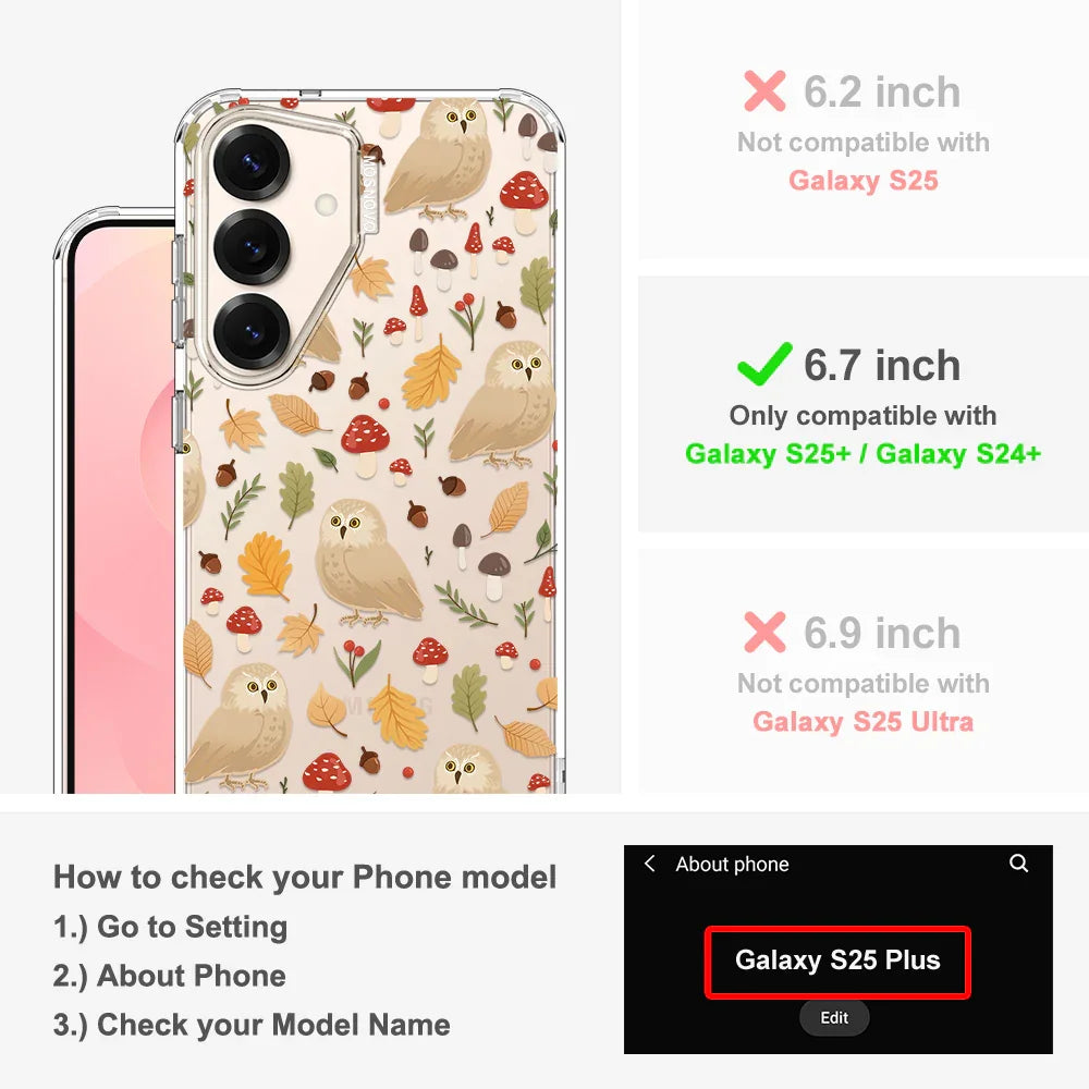 Autumn Owl Phone Case - Samsung Galaxy S25 Plus Case Clear
