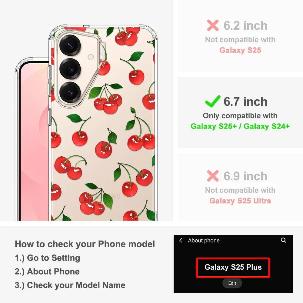 Poppy Cherry Phone Case - Samsung Galaxy S24 Plus Case Clear