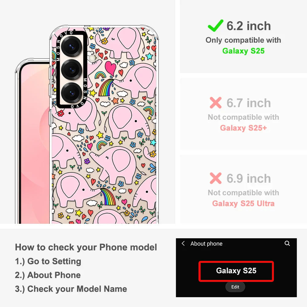Cute Pink Elephant Phone Case - Samsung Galaxy S25 Case