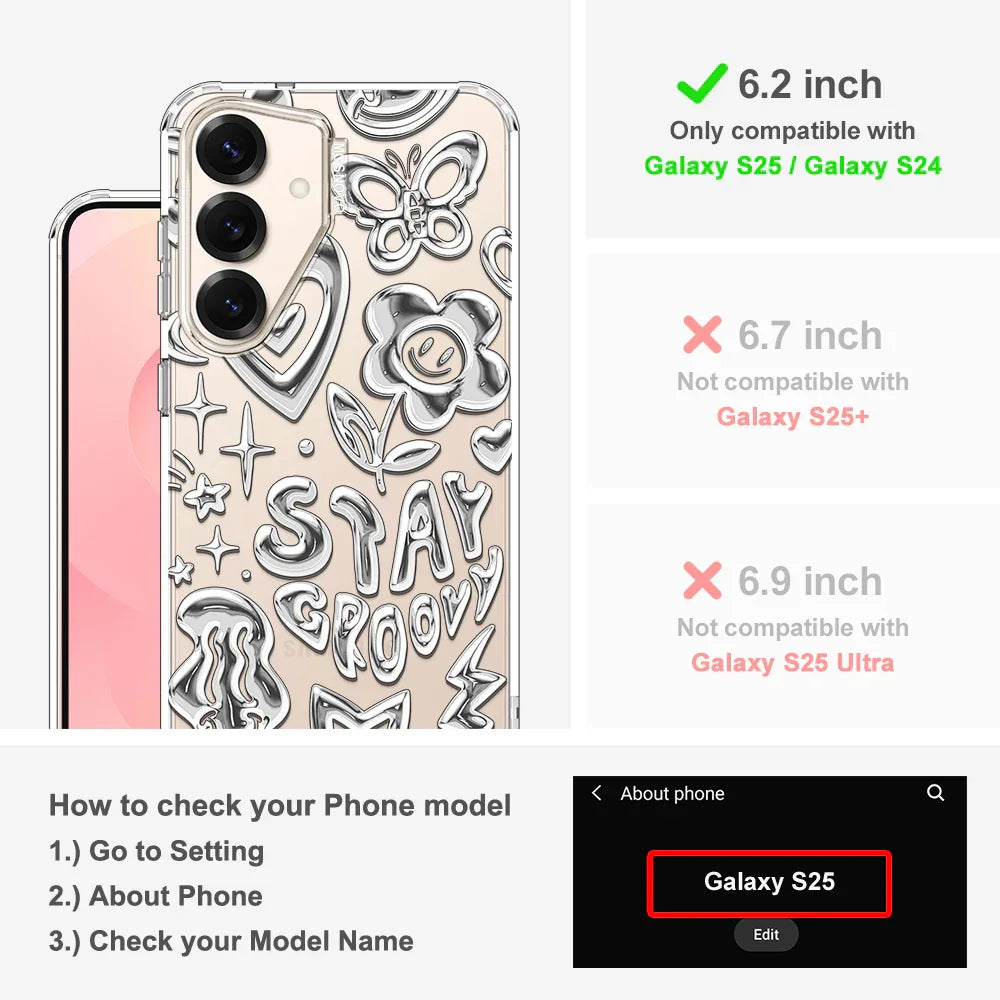 Silver Chrome Art (Flat Print) Phone Case - Samsung Galaxy S24 Case Clear