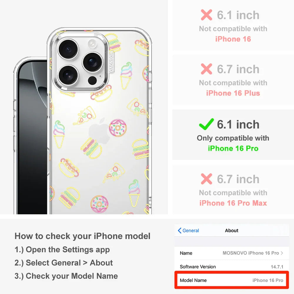 Neon Junk Food Phone Case - iPhone 16 Pro Case Clear