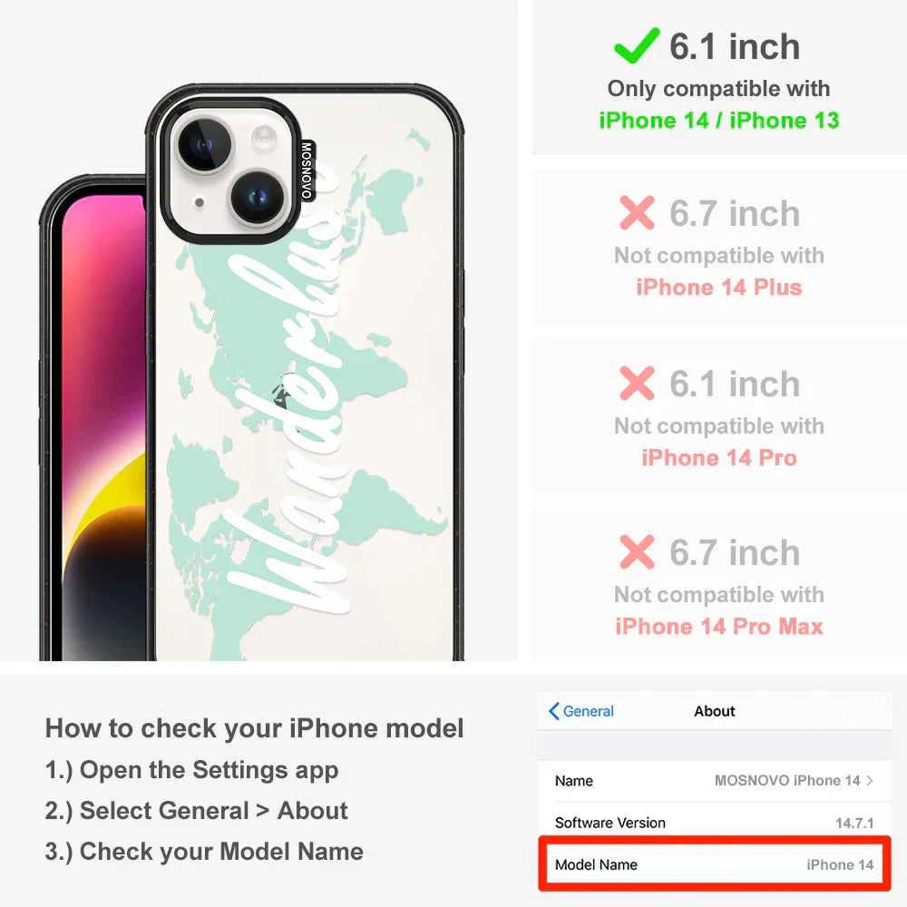 Wanderlust Phone Case - iPhone 13 Case Clear Black ShockStone