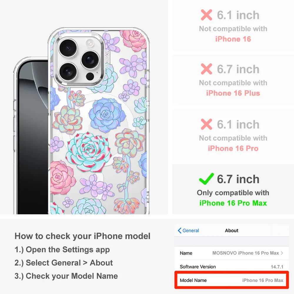 Succulents Phone Case - iPhone 16 Pro Max Case Clear With MagSafe