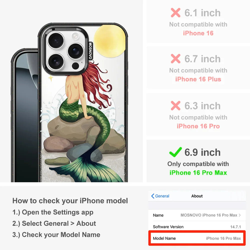 Fairy Mermaid Phone Case - iPhone 16 Pro Max Case Clear Black ShockStone With MagSafe