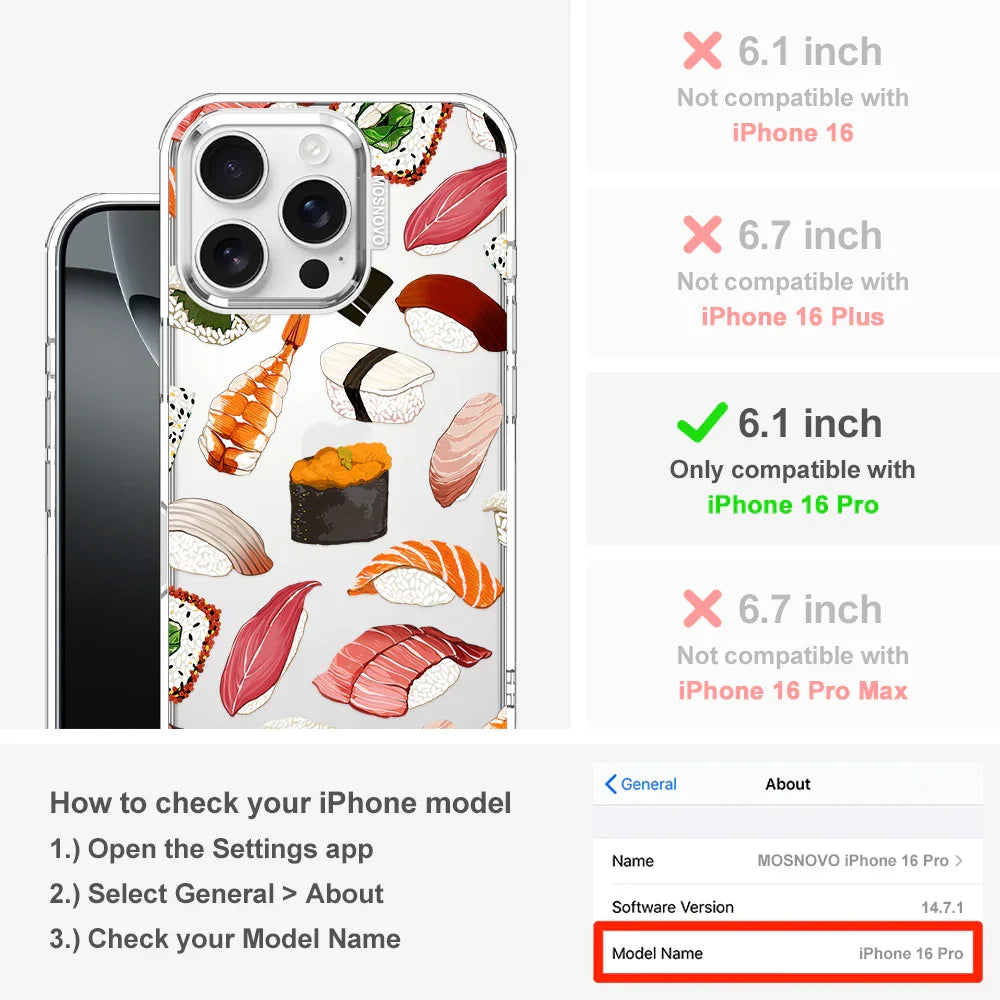 Sushi Phone Case - iPhone 16 Pro Case Clear