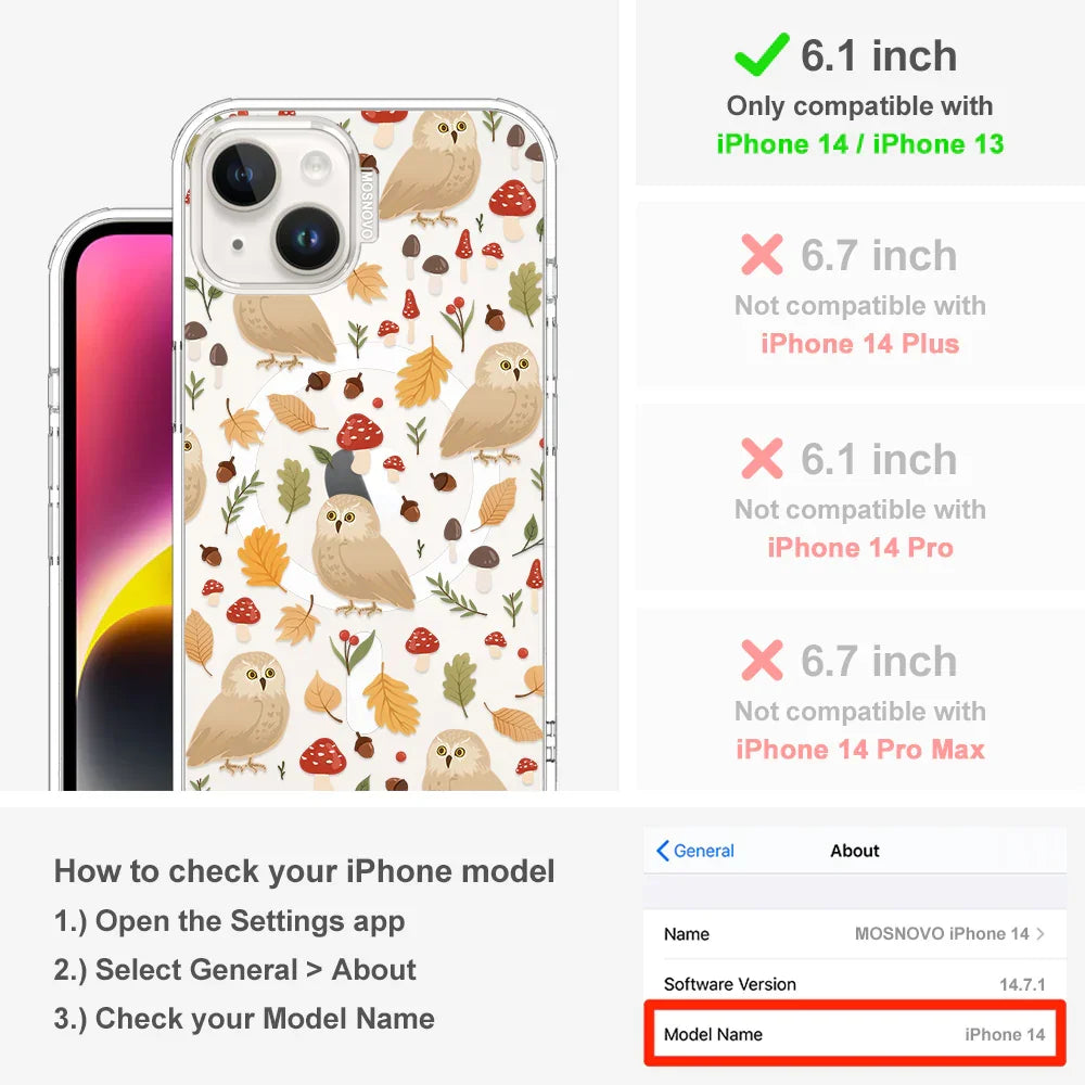 Autumn Owl Phone Case - iPhone 13 Case Clear With MagSafe
