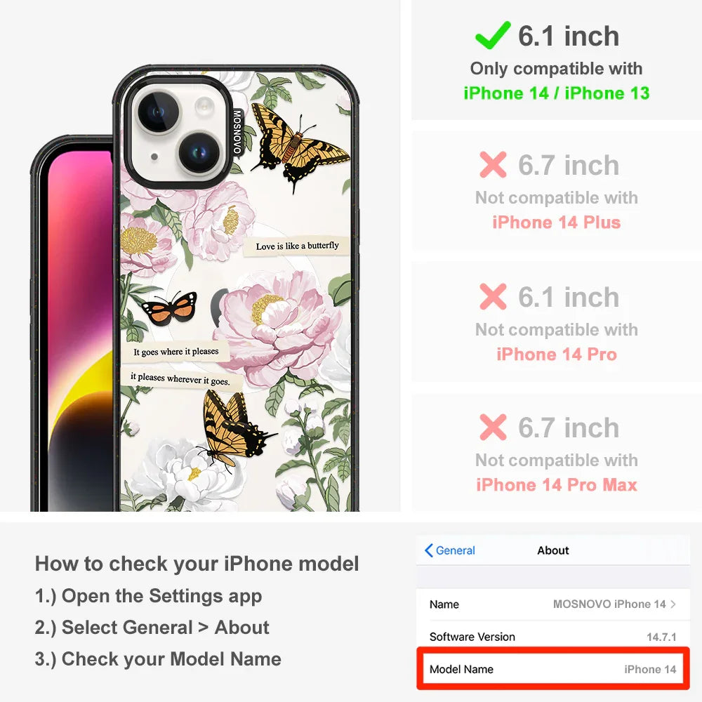 Bloom Phone Case - iPhone 14 Case Clear Black ShockStone With MagSafe