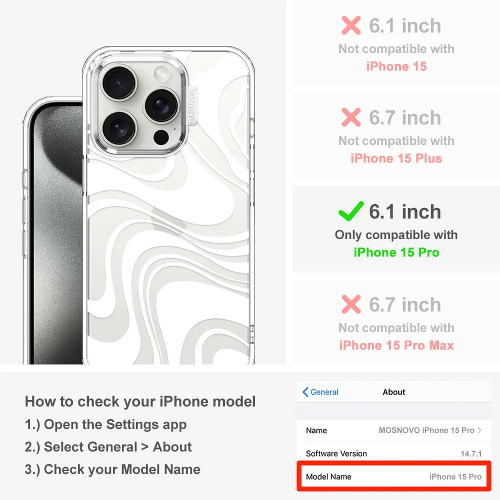 White Swirl Phone Case - iPhone 15 Pro Case Clear