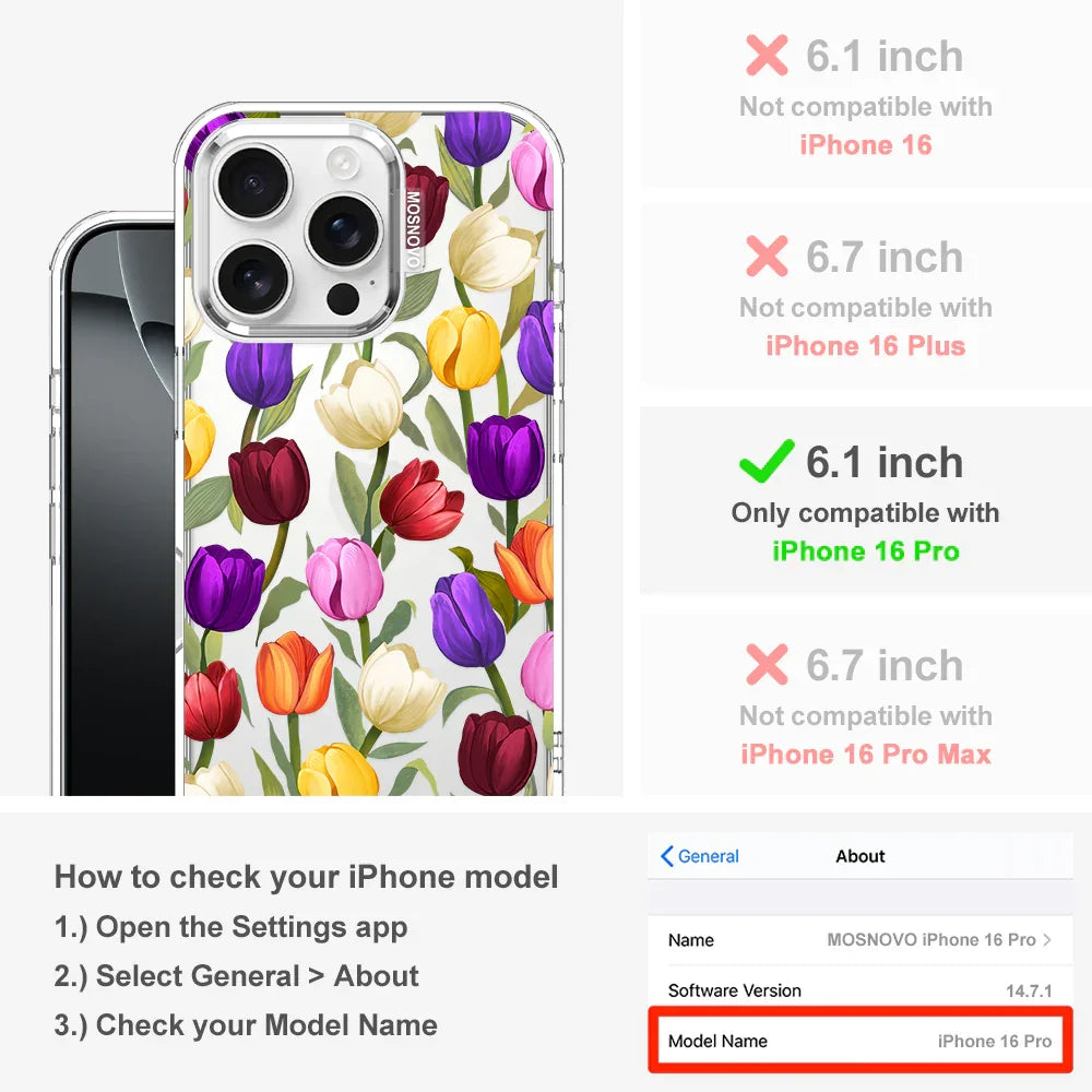 Colorful Tulips Phone Case - iPhone 16 Pro Case Clear