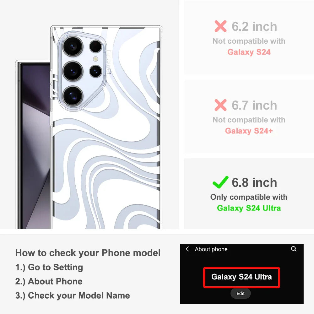 White Swirl Phone Case - Samsung Galaxy S24 Ultra Case