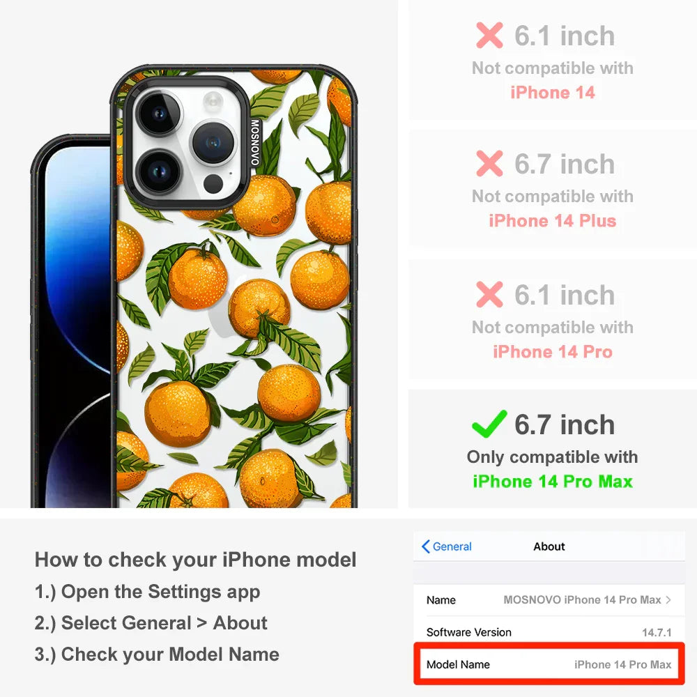 Tangerine Phone Case - iPhone 14 Pro Max Case Clear Black ShockStone