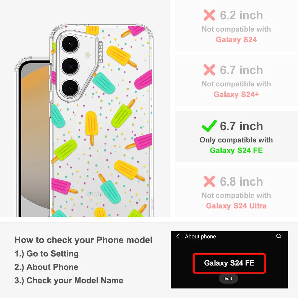 Rainbow Ice Pop Phone Case - Samsung Galaxy S24 FE Case Clear