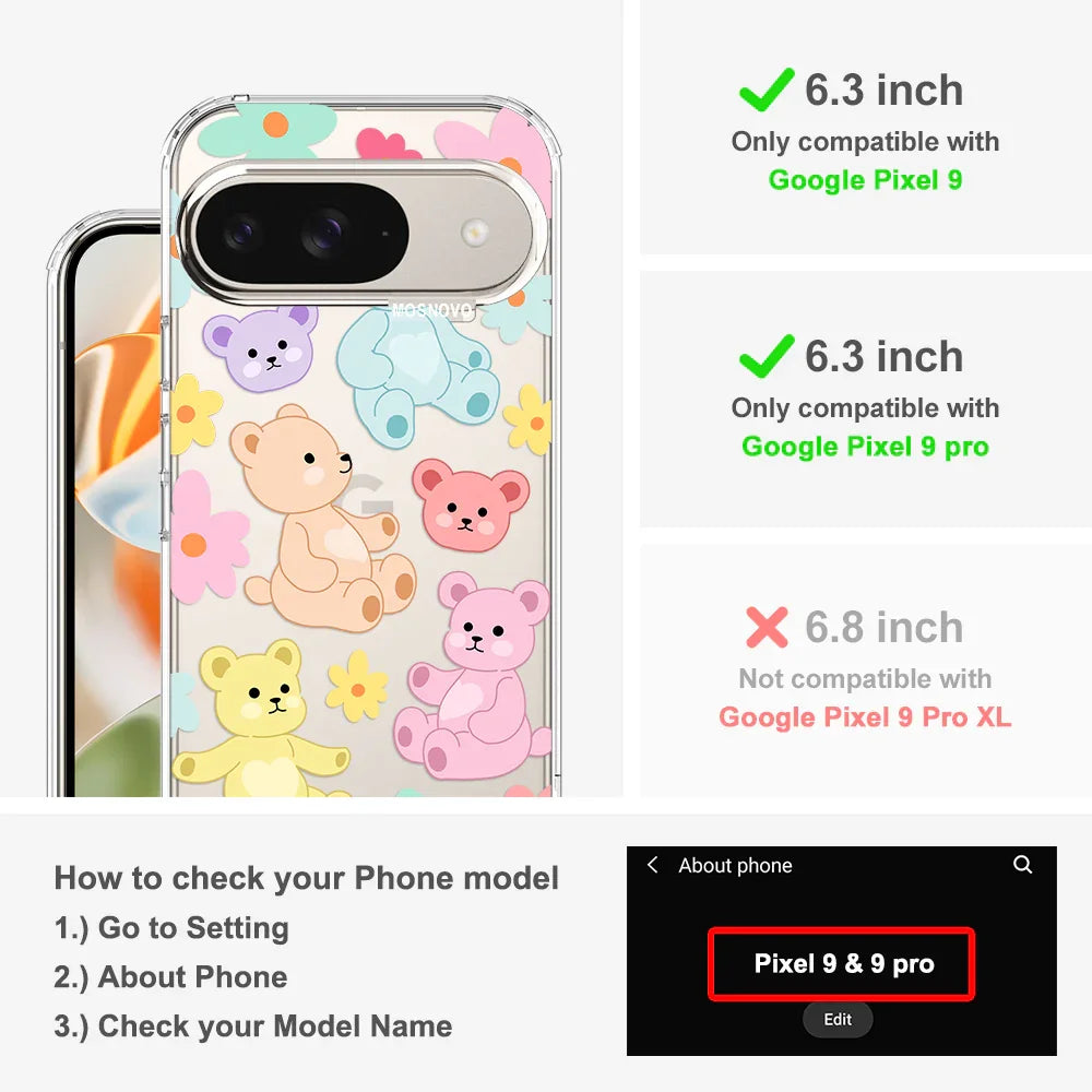 Cute Teddy Bear Phone Case - Google Pixel 9 Case Clear