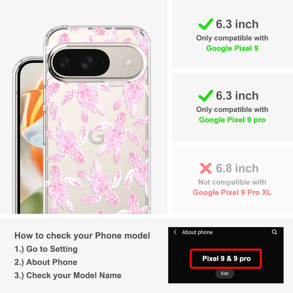 Pink Turtle Phone Case - Google Pixel 9 Case Clear