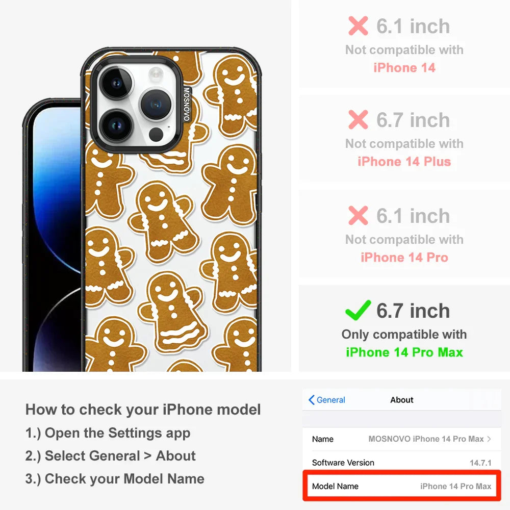 Ginger Breadman Phone Case - iPhone 14 Pro Max Case Clear Black ShockStone
