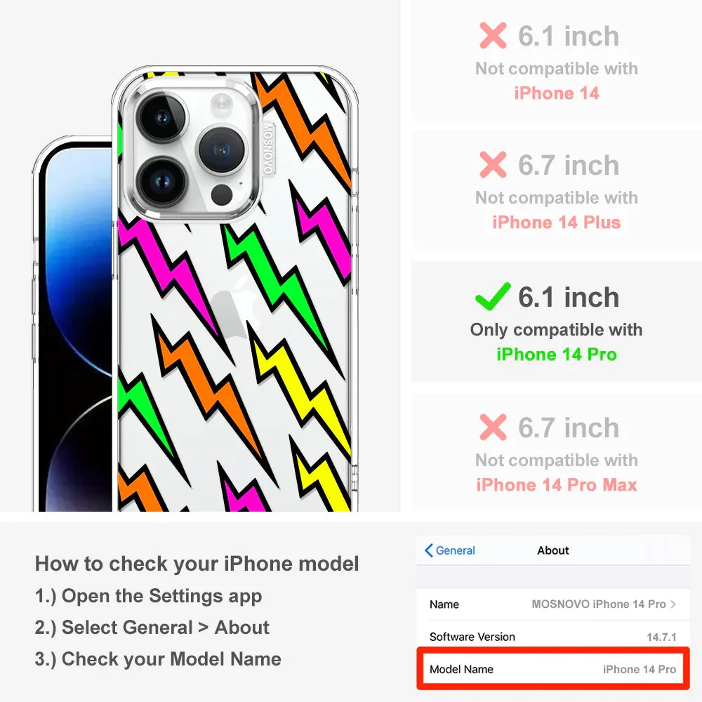 Colorful Lightning Phone Case - iPhone 14 Pro Case Clear