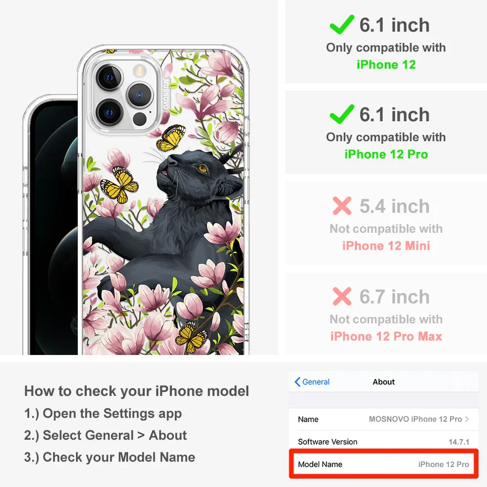 Black Leopard Garden Phone Case - iPhone 12 Case Clear