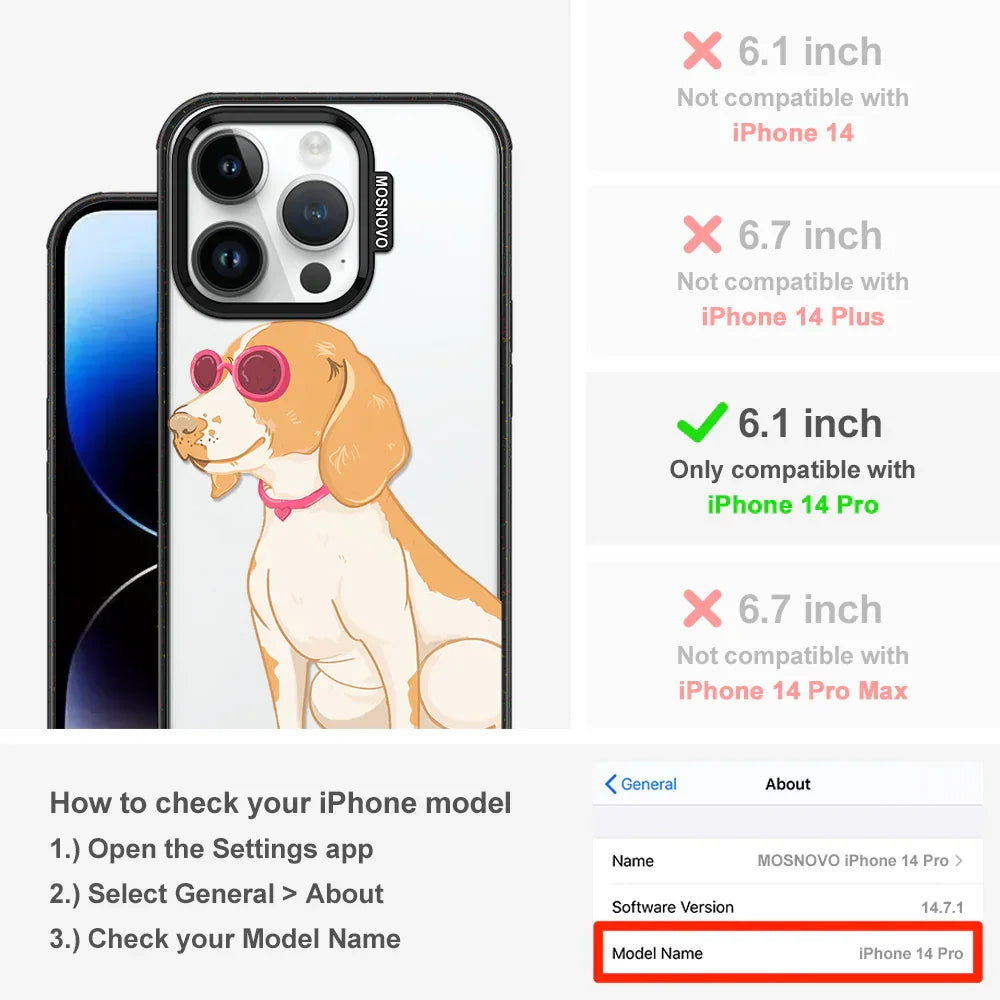 Cute Beagle Phone Case - iPhone 14 Pro Case Clear Black ShockStone