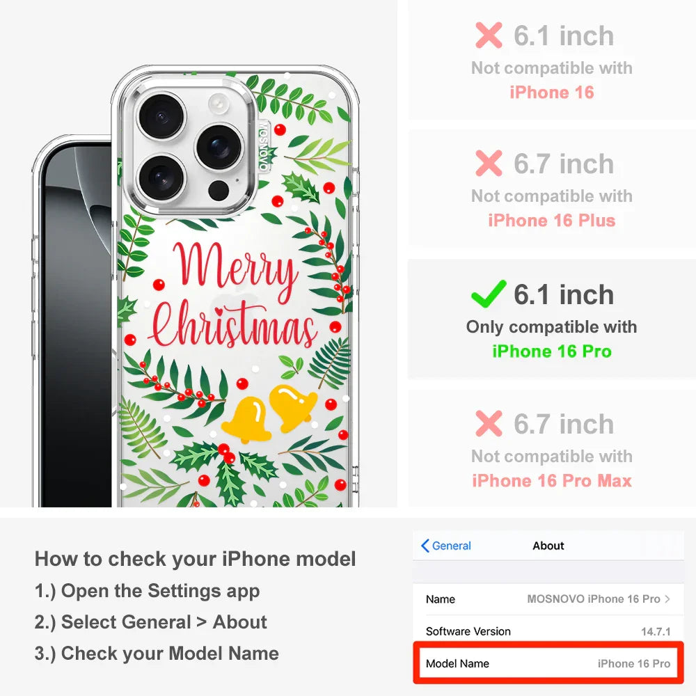 Merry Christmas Phone Case - iPhone 16 Pro Case Clear