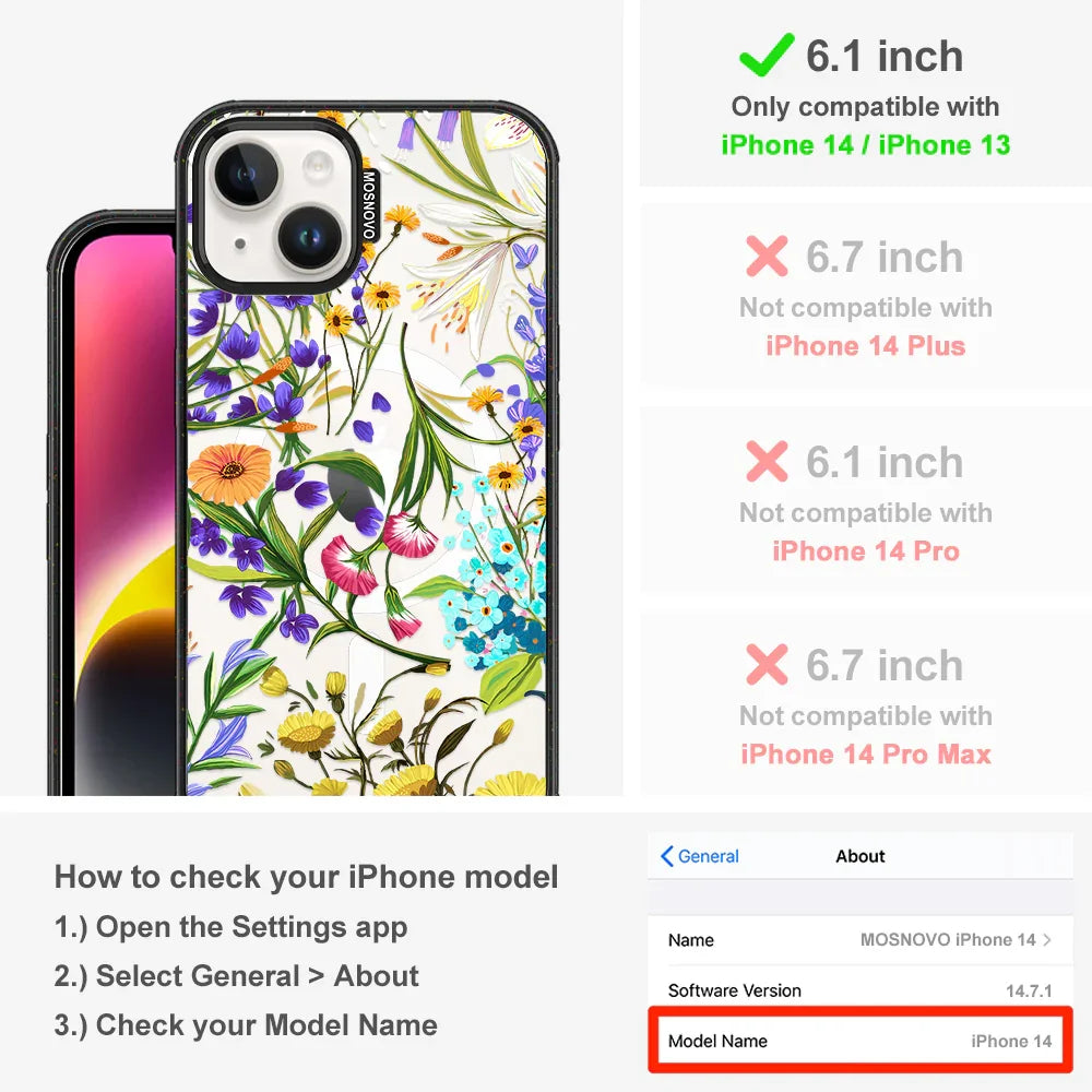 Summer Flower Holidays Phone Case - iPhone 13 Case Clear Black ShockStone With MagSafe