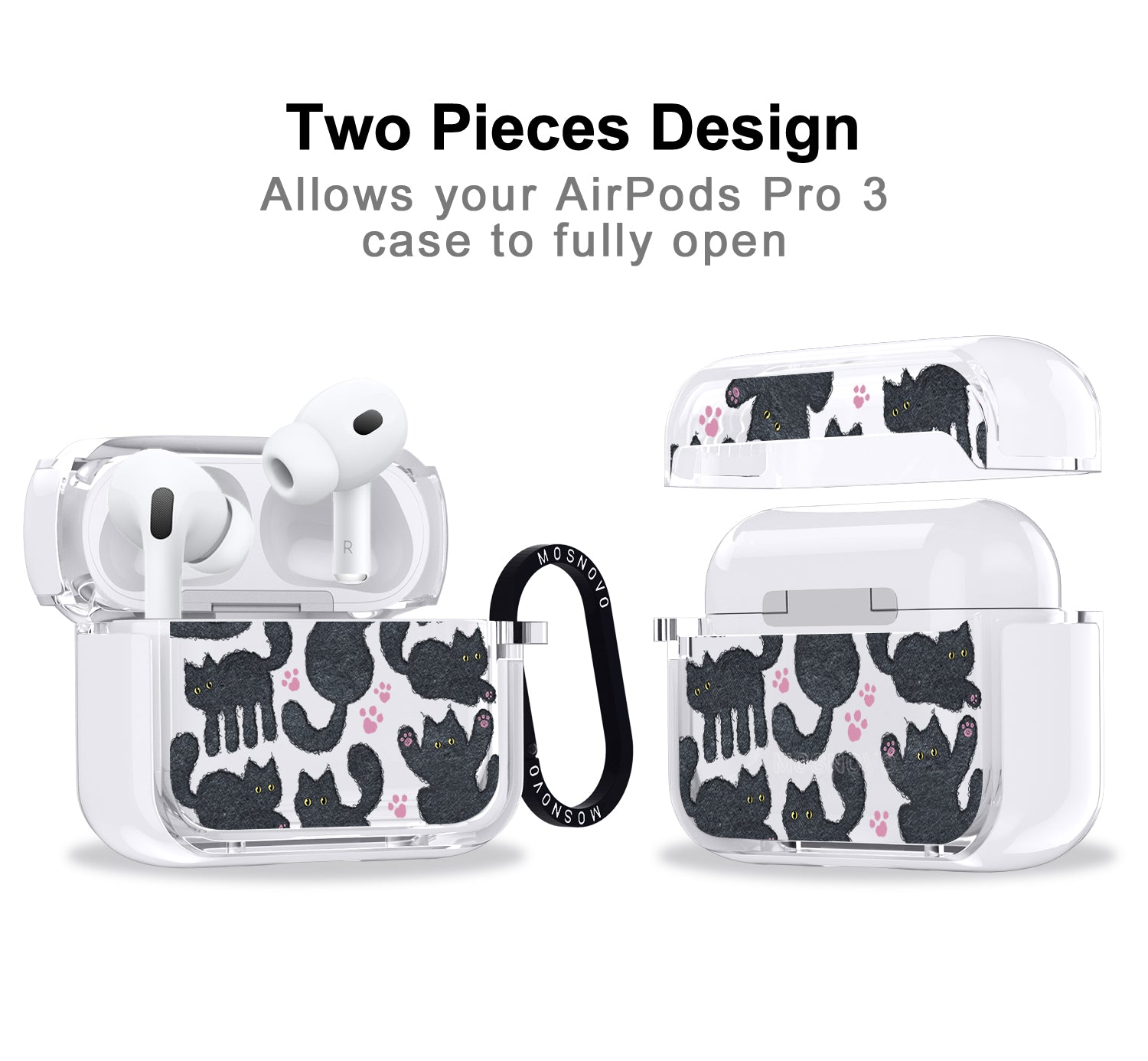 Black Furry Cat Airpods Pro 3 Case