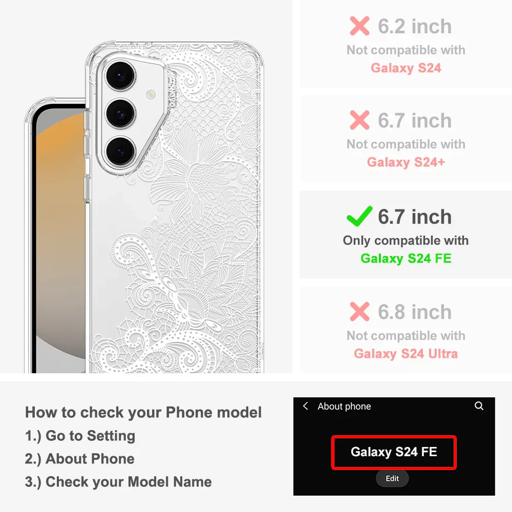 Lacy White Flower Phone Case - Samsung Galaxy S24 FE Case – MOSNOVO