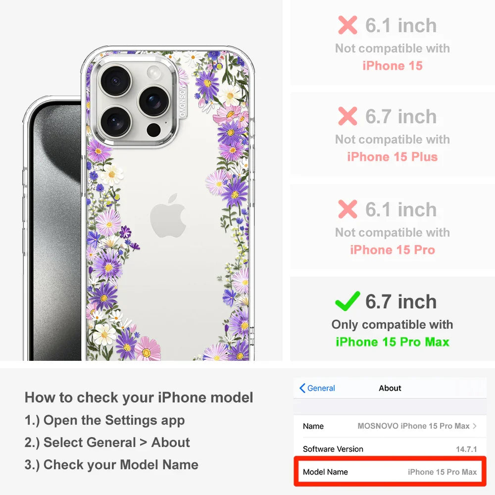 Purple Daisy Garden Phone Case - iPhone 15 Pro Max Case Clear