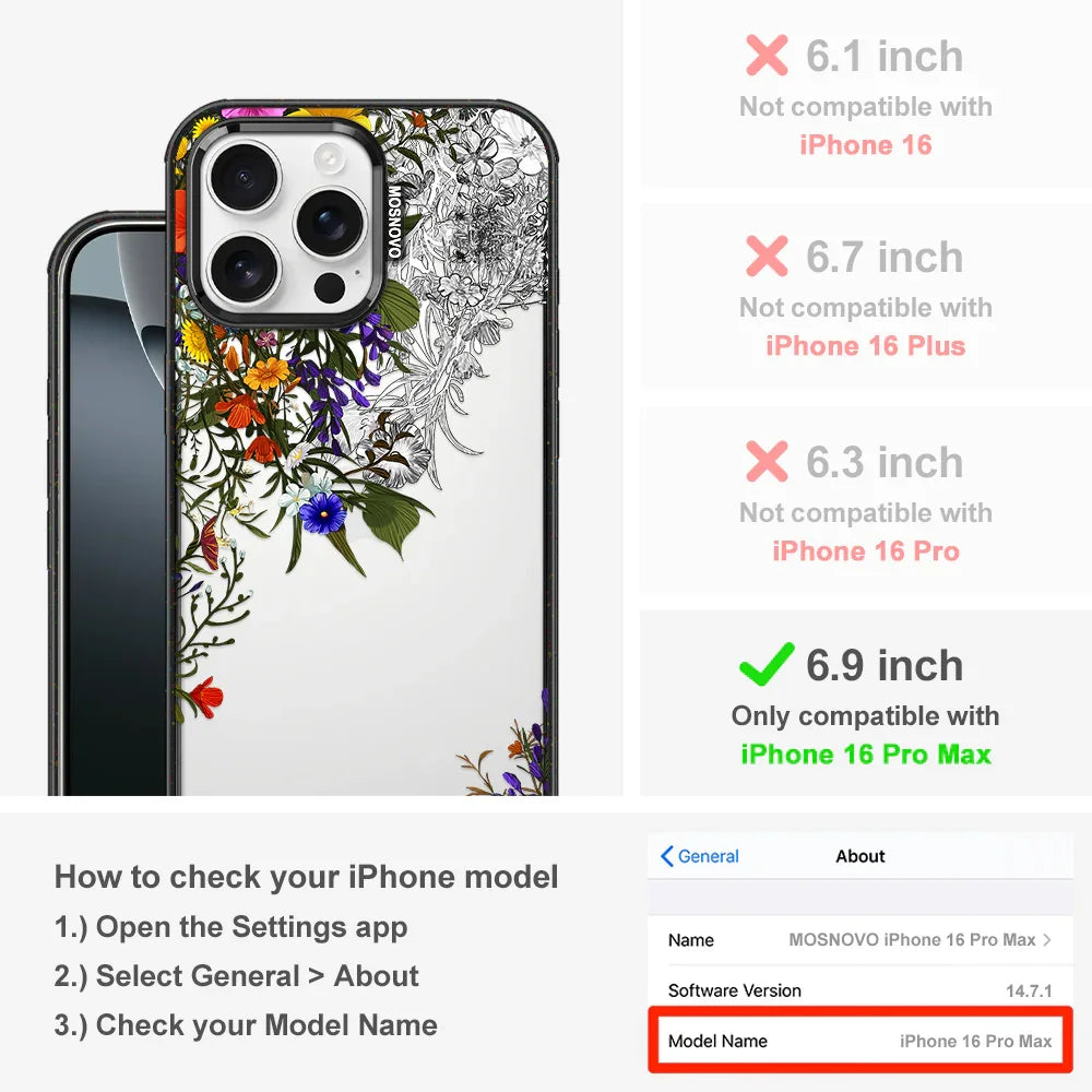 Spring Meadow Phone Case - iPhone 16 Pro Max Case Clear Black ShockStone