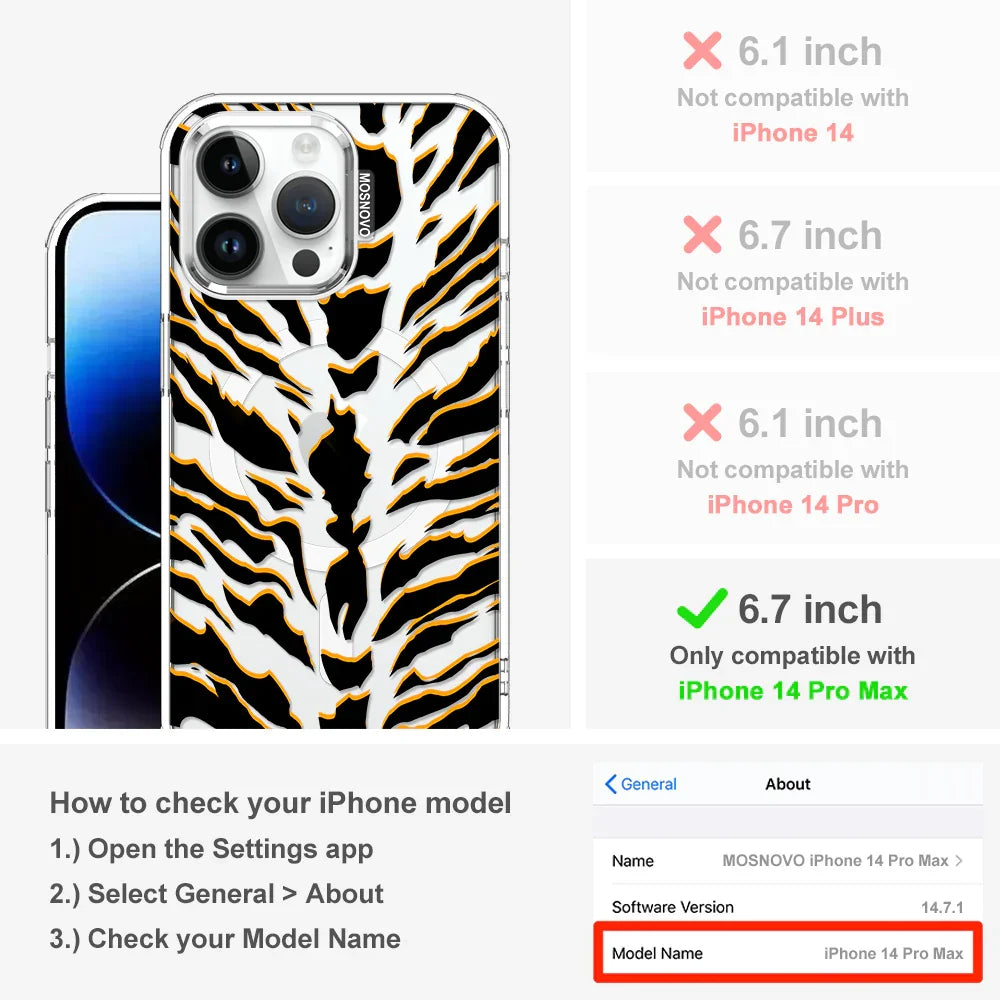 Tiger Print Phone Case - iPhone 14 Pro Max Case Clear With MagSafe