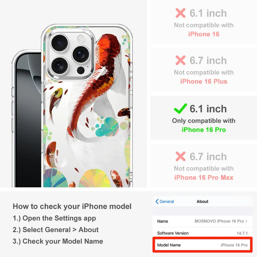 Koi Art Phone Case - iPhone 16 Pro Case Clear