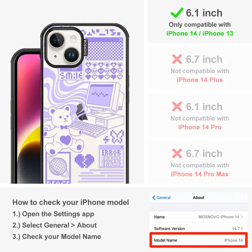 Y2K Aesthetic Phone Case - iPhone 14 Case Clear Black ShockStone