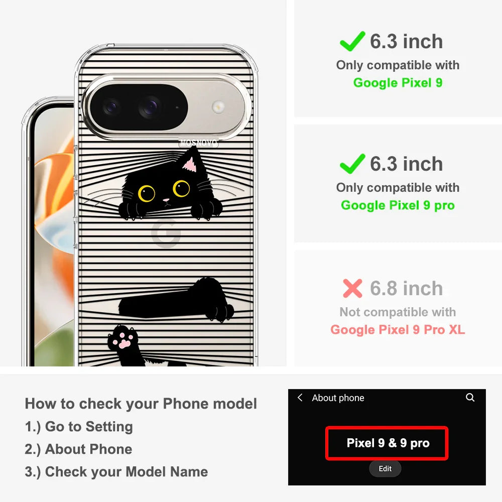 Hidden Black Cat Phone Case - Google Pixel 9 Case Clear