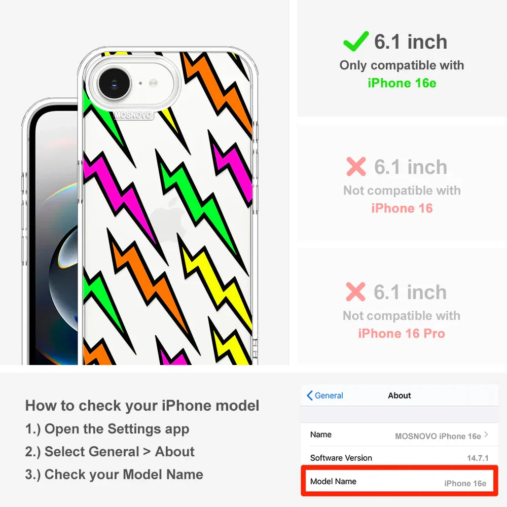Colorful Lightning Phone Case - iPhone 16e Case Clear