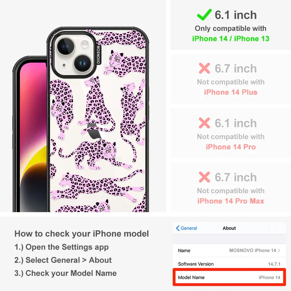 Pink Leopard Phone Case - iPhone 14 Case Clear Black ShockStone