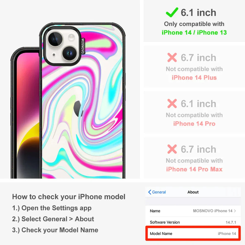 Psychedelic Swirls Phone Case - iPhone 13 Case Clear Black ShockStone