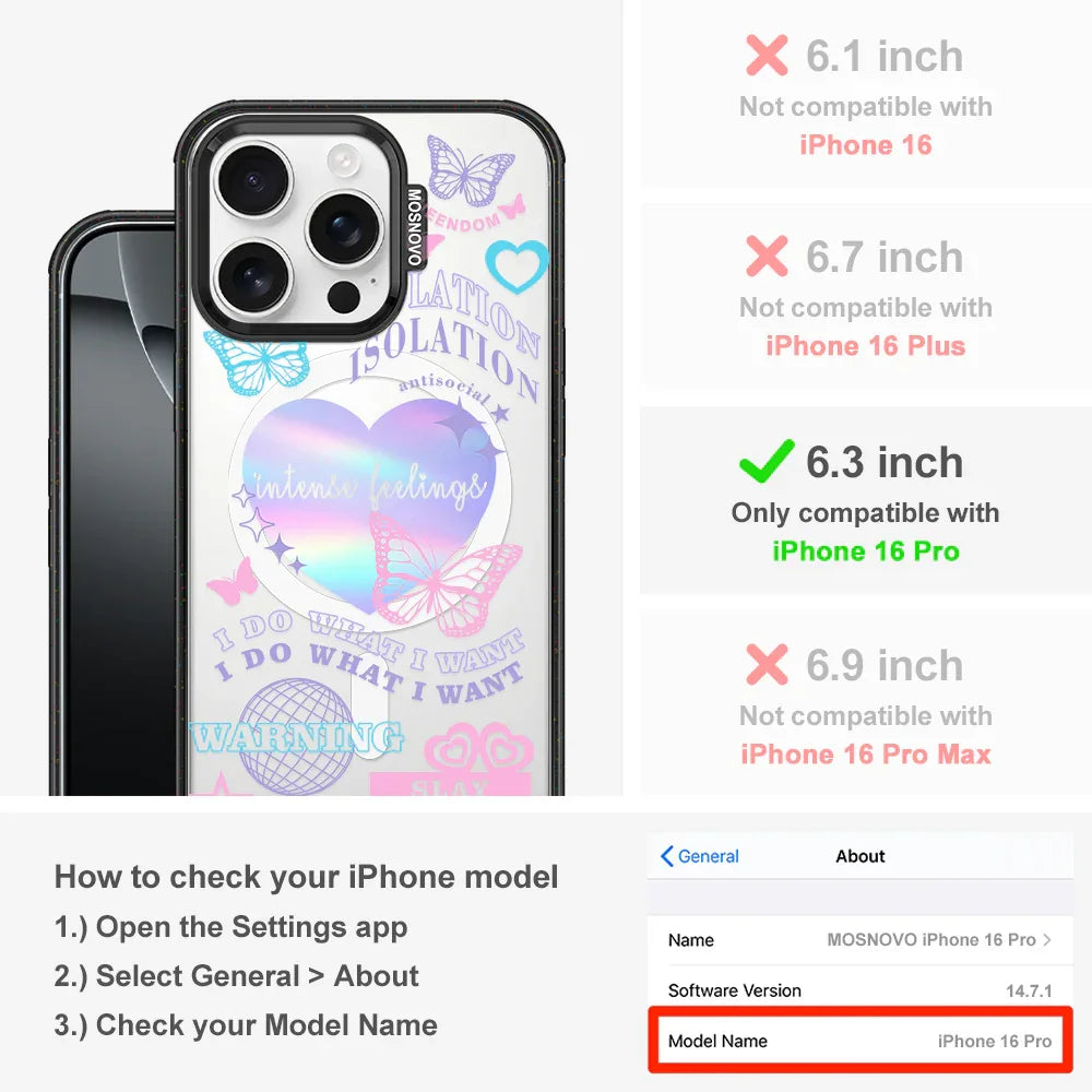 Intense Feeling Phone Case - iPhone 16 Pro Case Clear Black ShockStone With MagSafe