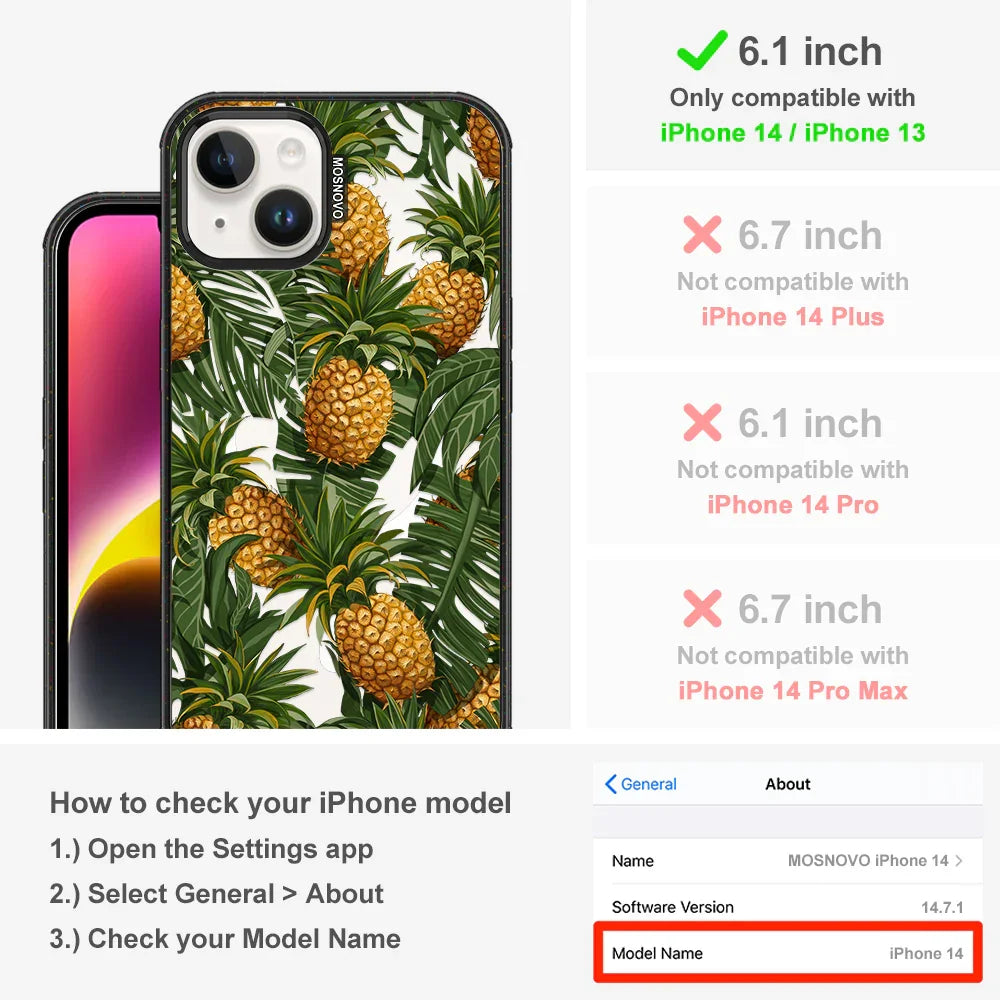Pineapples Phone Case - iPhone 13 Case Clear Black ShockStone With MagSafe