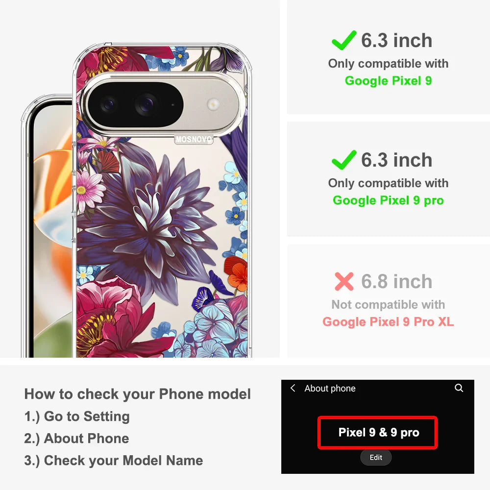 Lilac Floral Phone Case - Google Pixel 9 Pro Case Clear